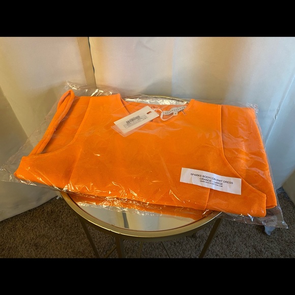 VICI COLLECTION Sparks Bodycon Knit Dress Size L, Orange - Picture 2 of 7